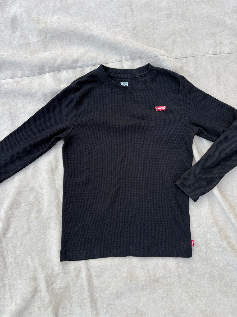 Levi's Black Boys Long Sleeve Thermal Sweater Red Logo - M